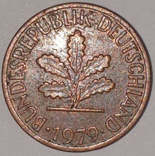1979 F - 1 PFENNIG - ONE PFENNIG - GERMANY - FEDERAL REPUBLIC - (Copper Plated Steel)